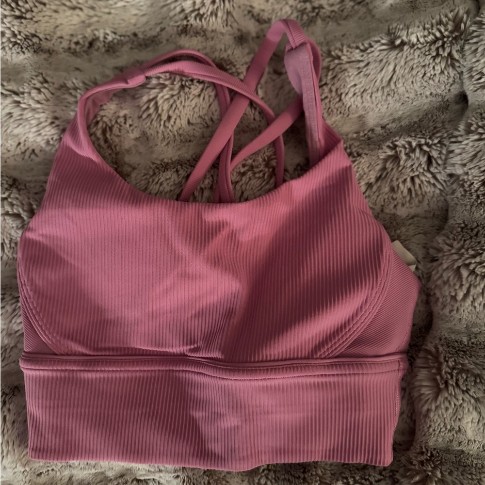 Lululemon Women's Pink Ribbed Sports Bra - Size 4